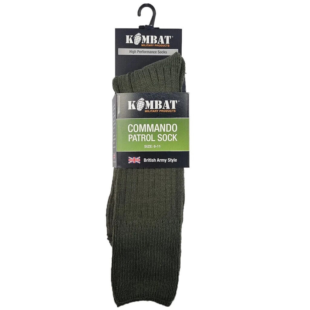 British Army Military Patrol Socks Combat Commando Cadet Olive Green Black 6-11