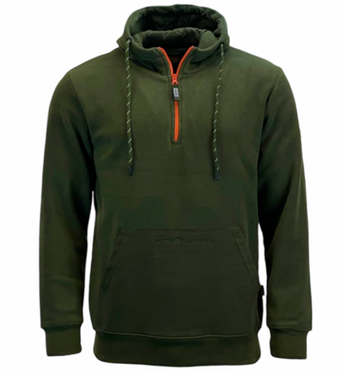 Mens Game Trail Fleece Hoodie Green Quarter Zip Pullover Hunting Shooting