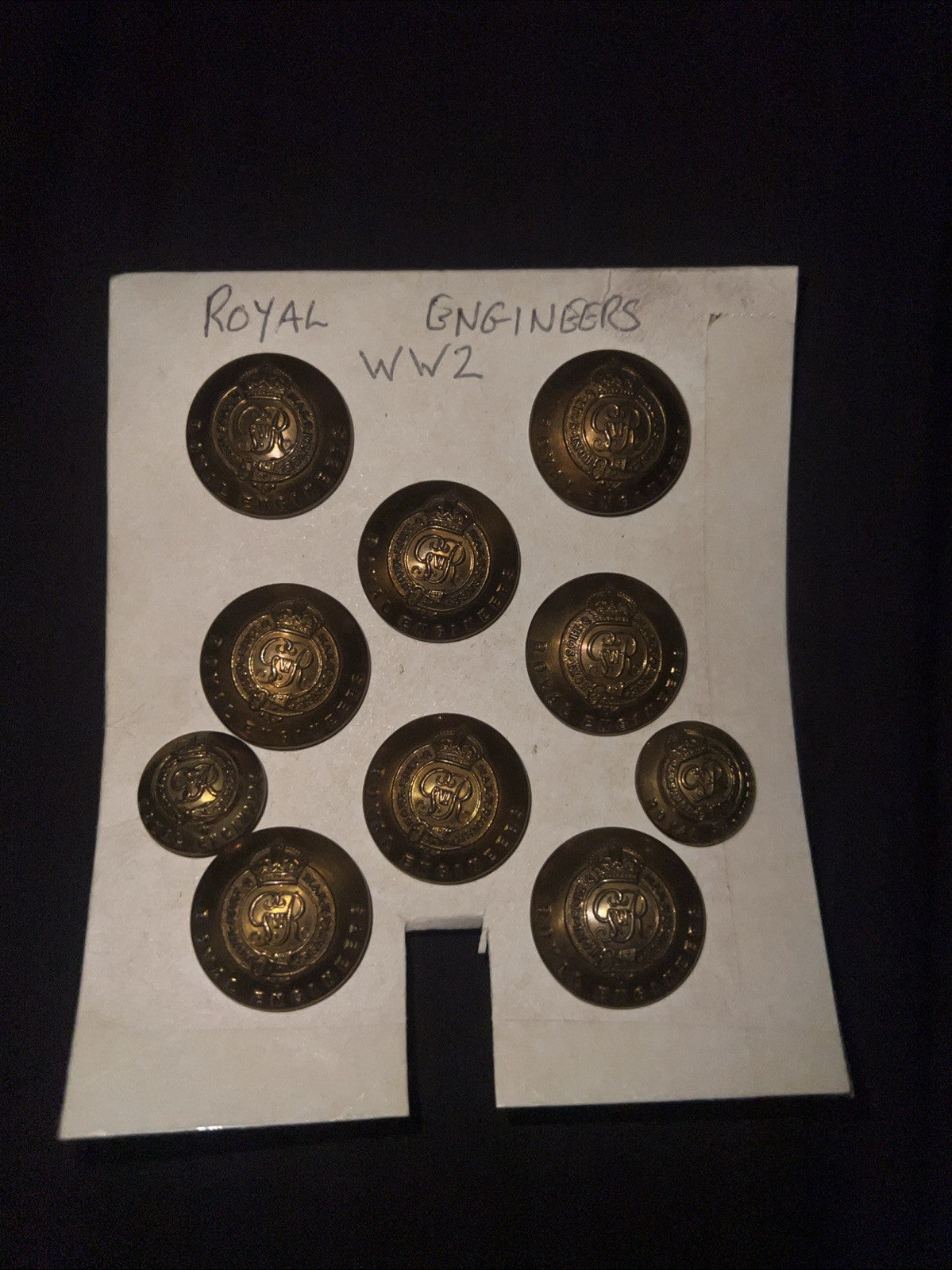 Original British Army WW2 Royal Engineers Brass Buttons
