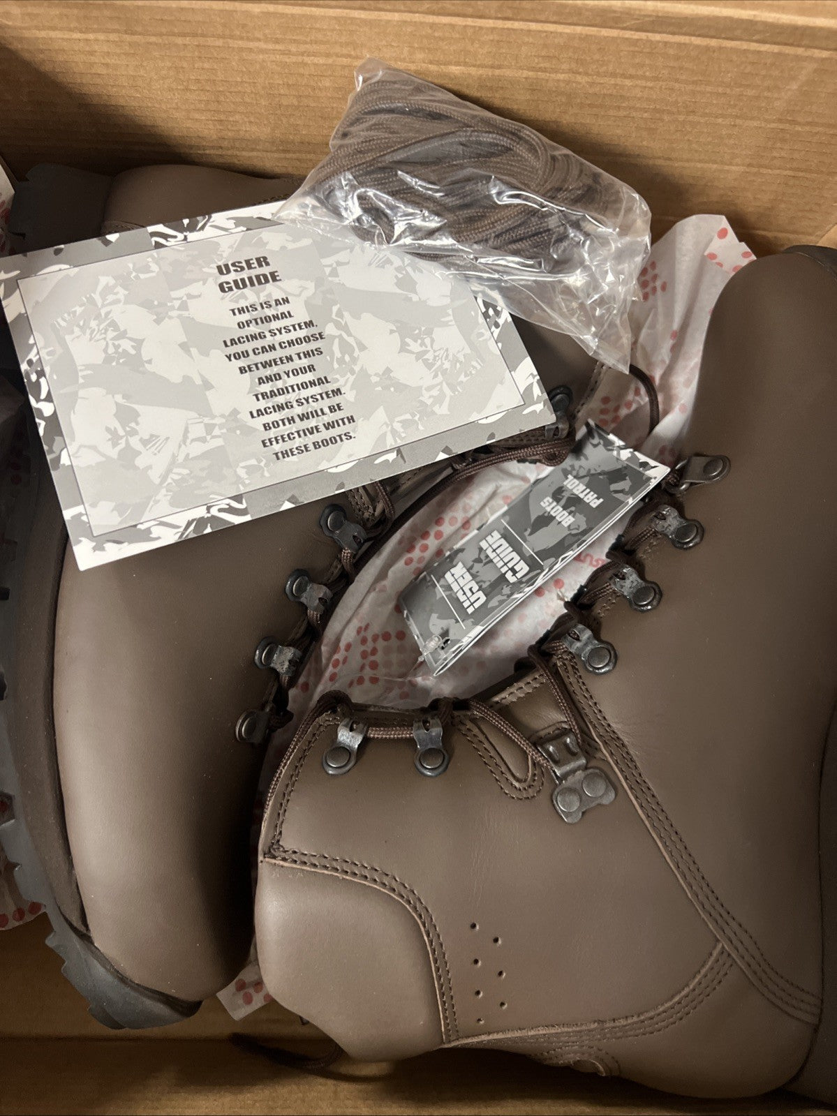NEW | BRITISH ARMY MENS ITURRI PATROL BOOTS - 9M BROWN LEATHER COMBAT BOOTS