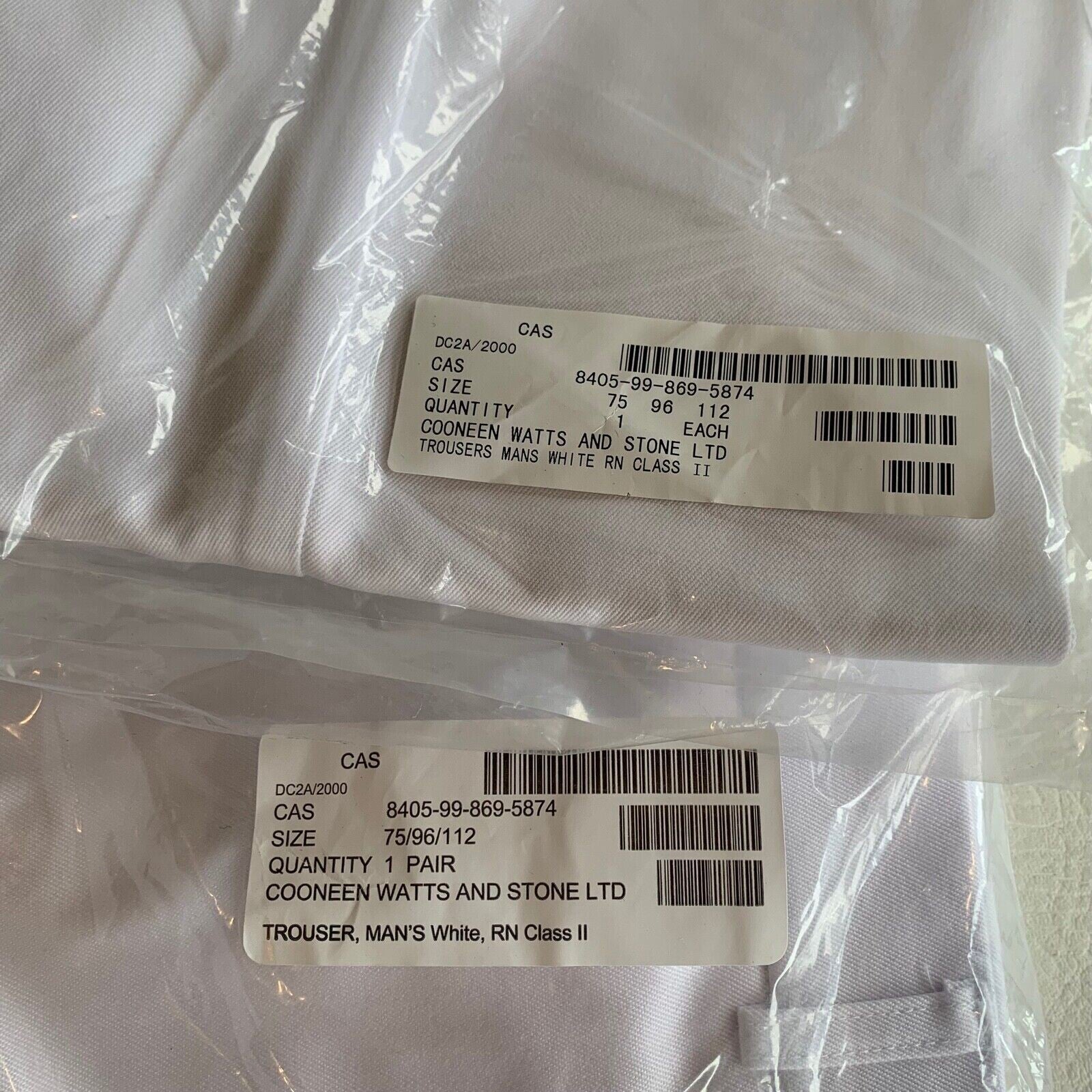 WHITE RN ROYAL NAVY NAVAL CLASS 2 DRESS TROUSERS - NEW
