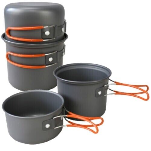 Kombat Anodised Cookset Camping Metal Cooking Saucepans Pack of 2