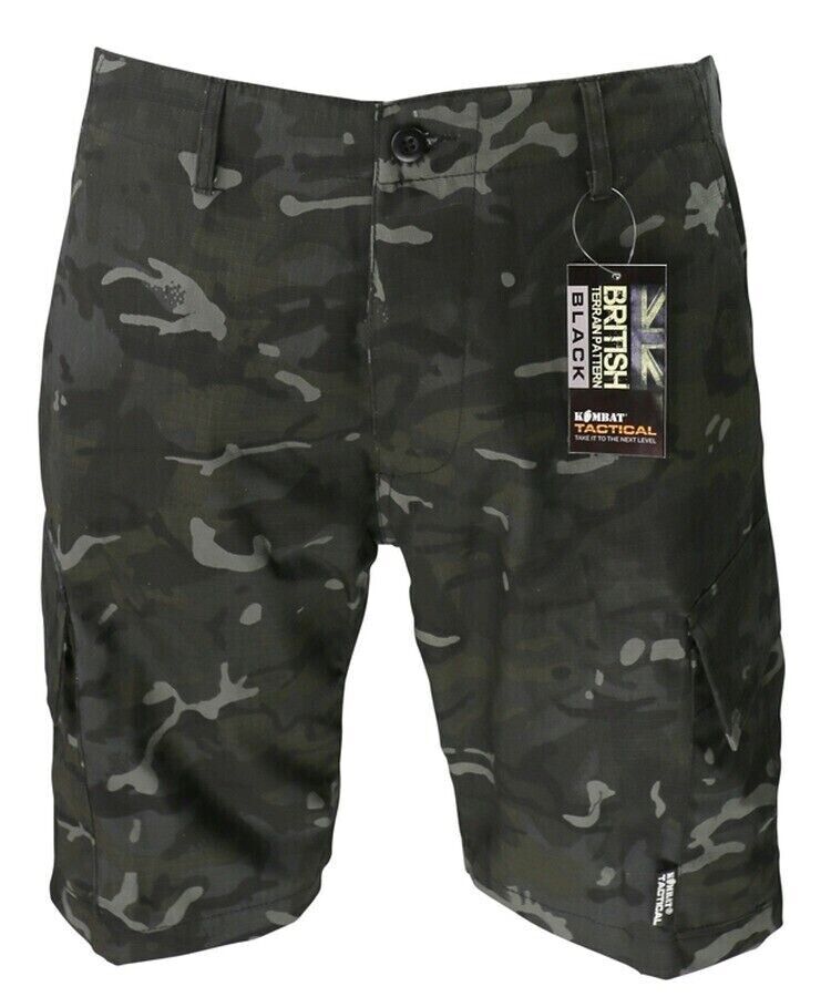 KOMBAT UK BLACK ACU MENS SHORTS ARMY STYLE