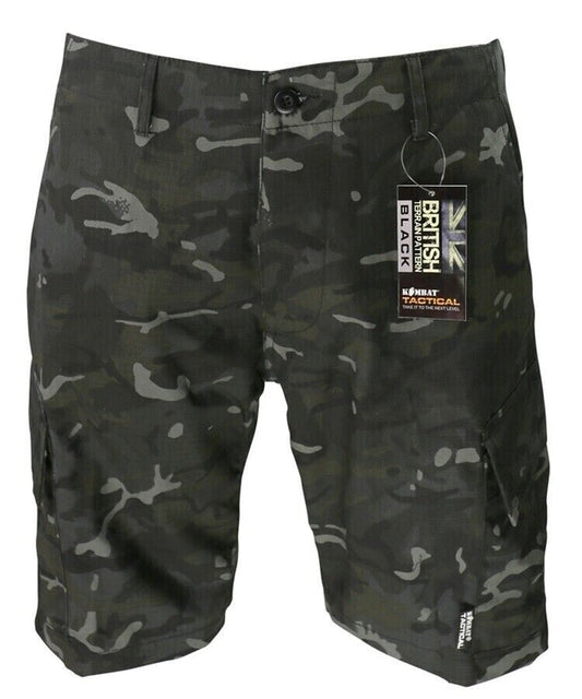KOMBAT UK BLACK ACU MENS SHORTS ARMY STYLE