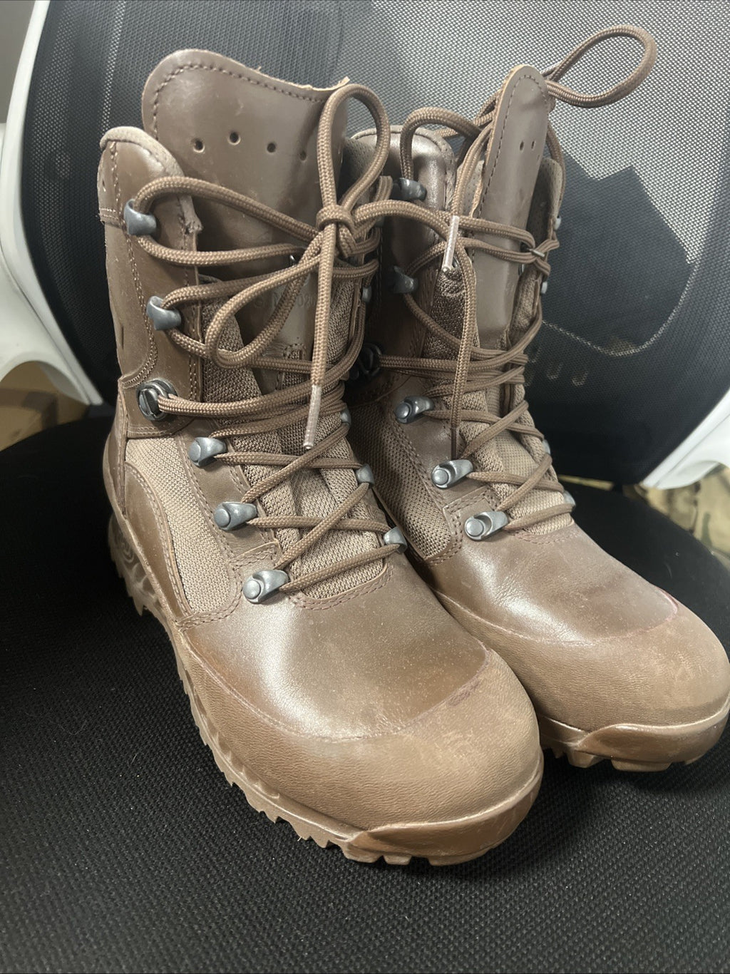 Women's Haix High Liability Brown Leather Combat Boots UK 6M  - British Army