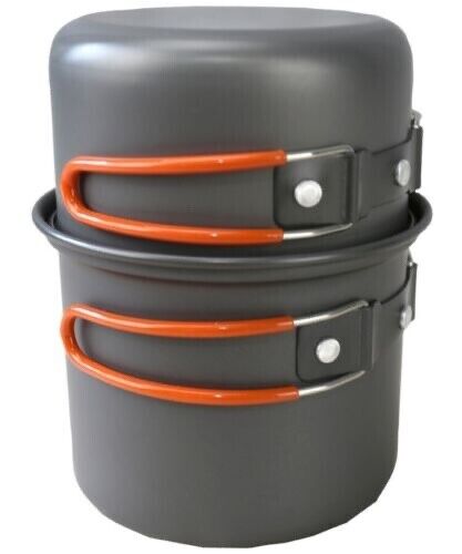 Kombat Anodised Cookset Camping Metal Cooking Saucepans Pack of 2