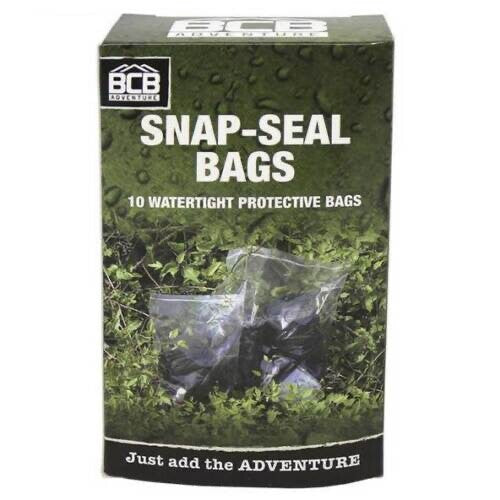 BCB Snap-Seal Bags Pack of 10 Clear, Resealable, Water Tight & Tear Resistant