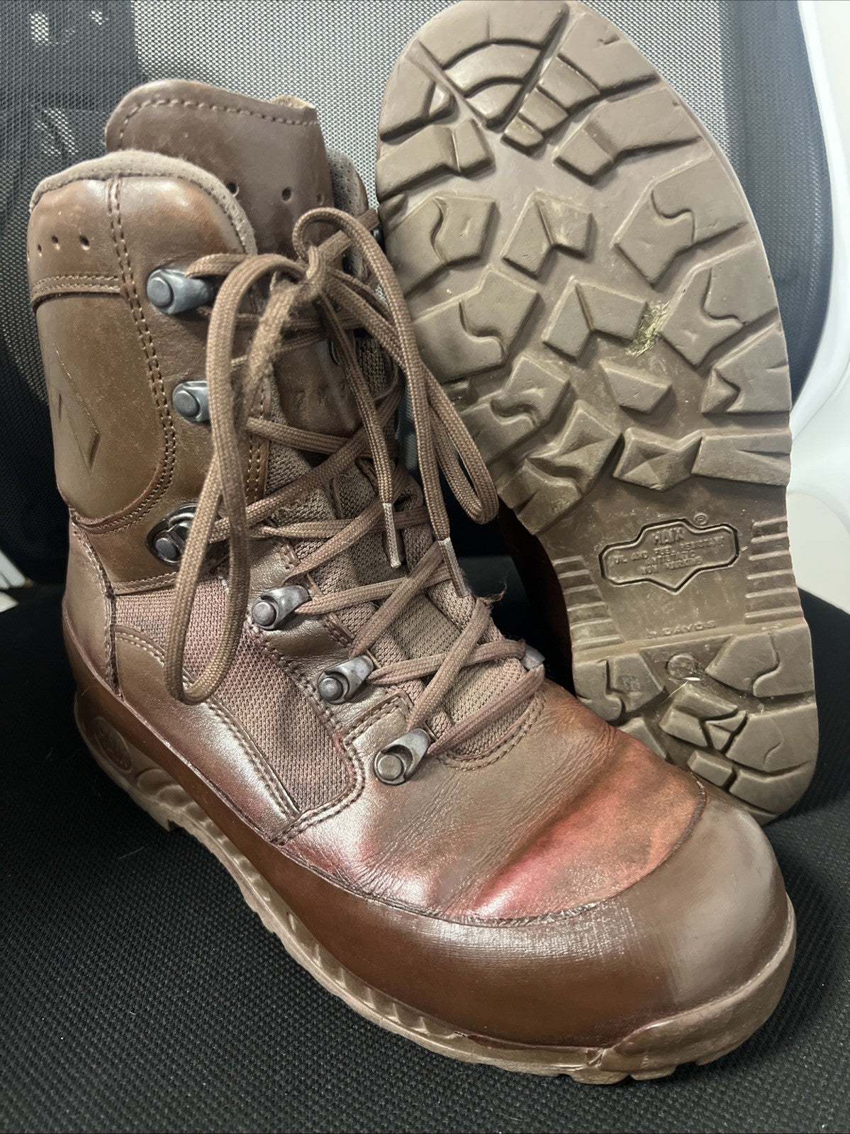 Haix Brown High Liability Combat Boot Leather Size 7M British Army