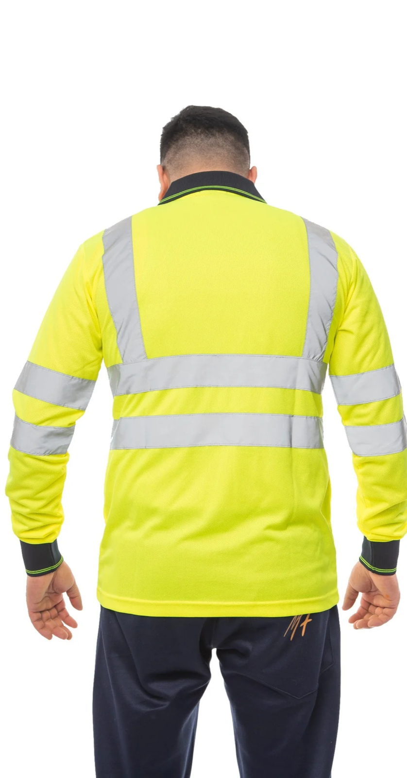 MENS High Vis Polo High Visibility Reflective Tape Safety Security Work Top