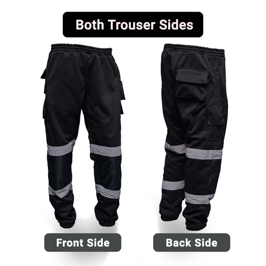 Hi Vis Viz Fleece Trousers Jogging Bottoms Safety Work Joggers Sweat Pants | XL