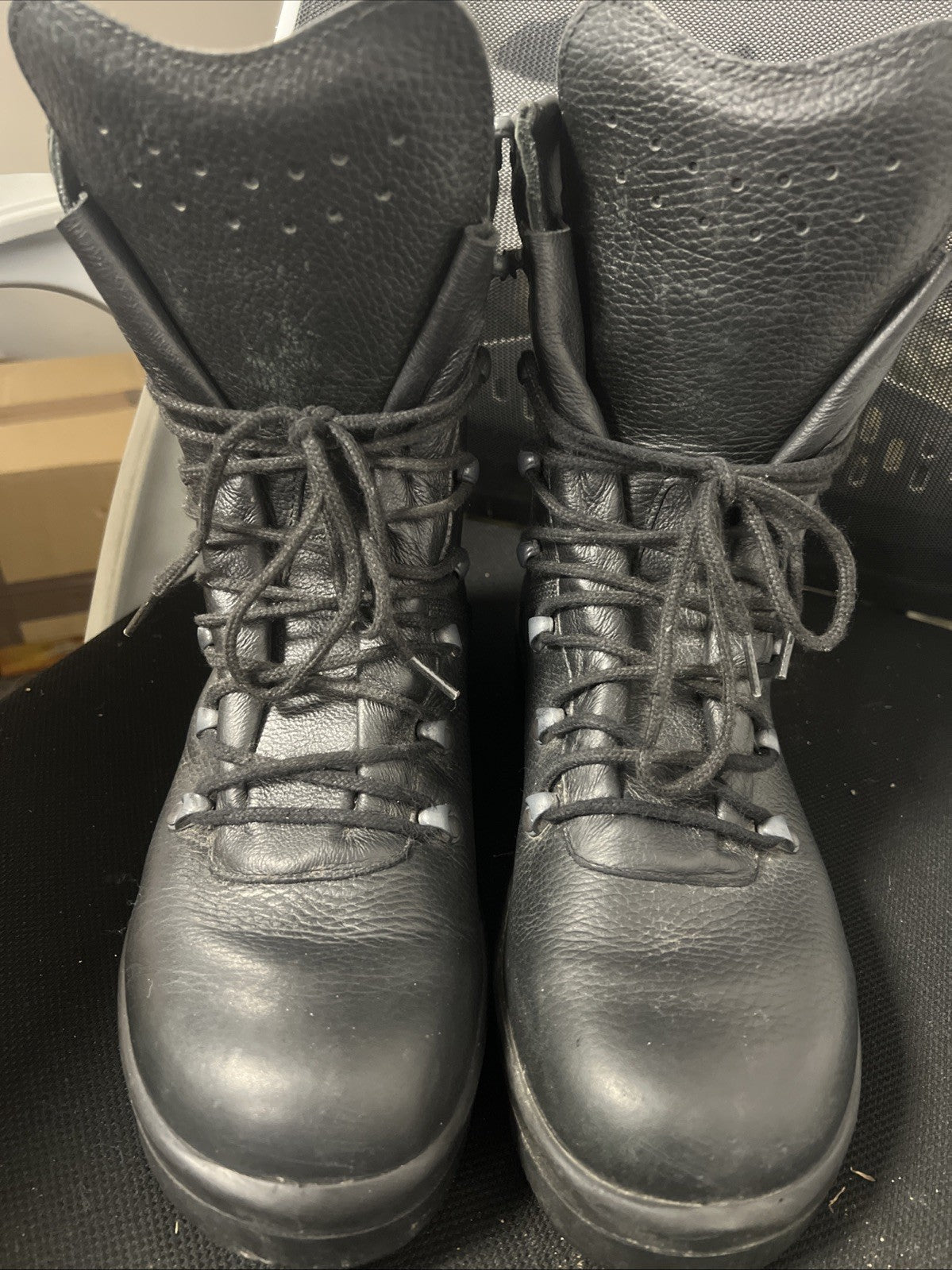 Genuine German Army Para Boots Black Surplus Leather Combat Military UK 8.5