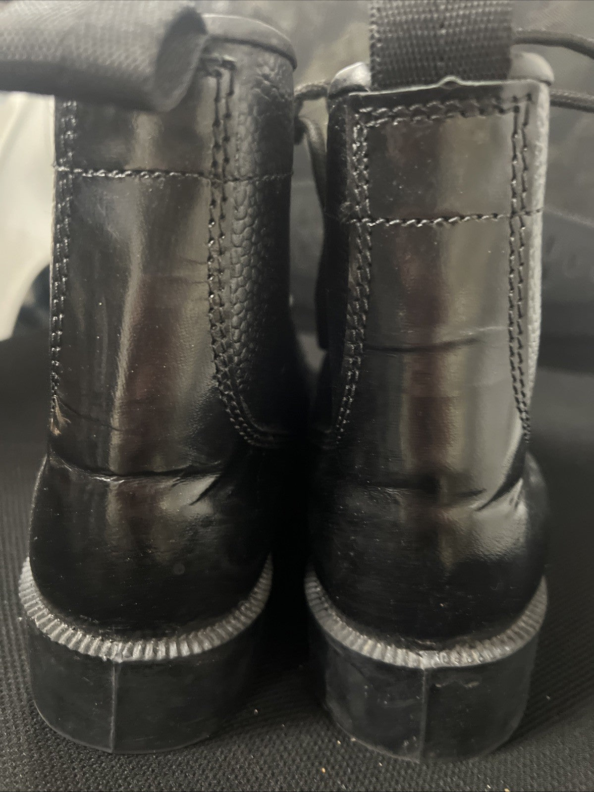 Grafters Adults Military Cadet Combat Boots Black Leather Shine Parade Shoe UK 6