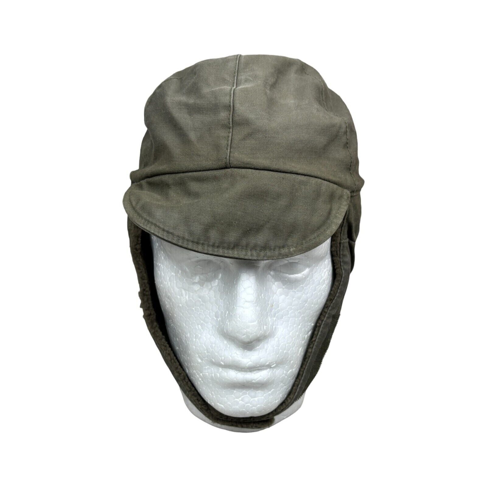 German Army Olive Green Cold Weather Hat with Fold Down Ear Covers