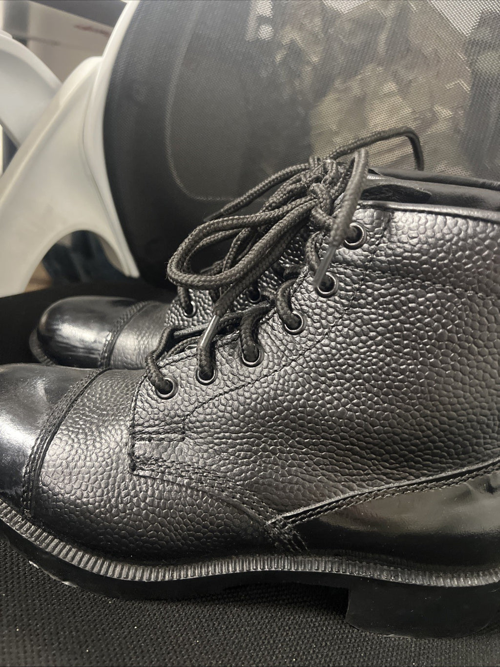 Grafters Adults Military Cadet Combat Boots Black Leather Shine Parade Shoe UK 6