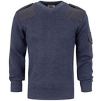 RAF Blue Wool V-Neck Jumper Fine Knit Genuine Issue Surplus Pullover - Grade 1