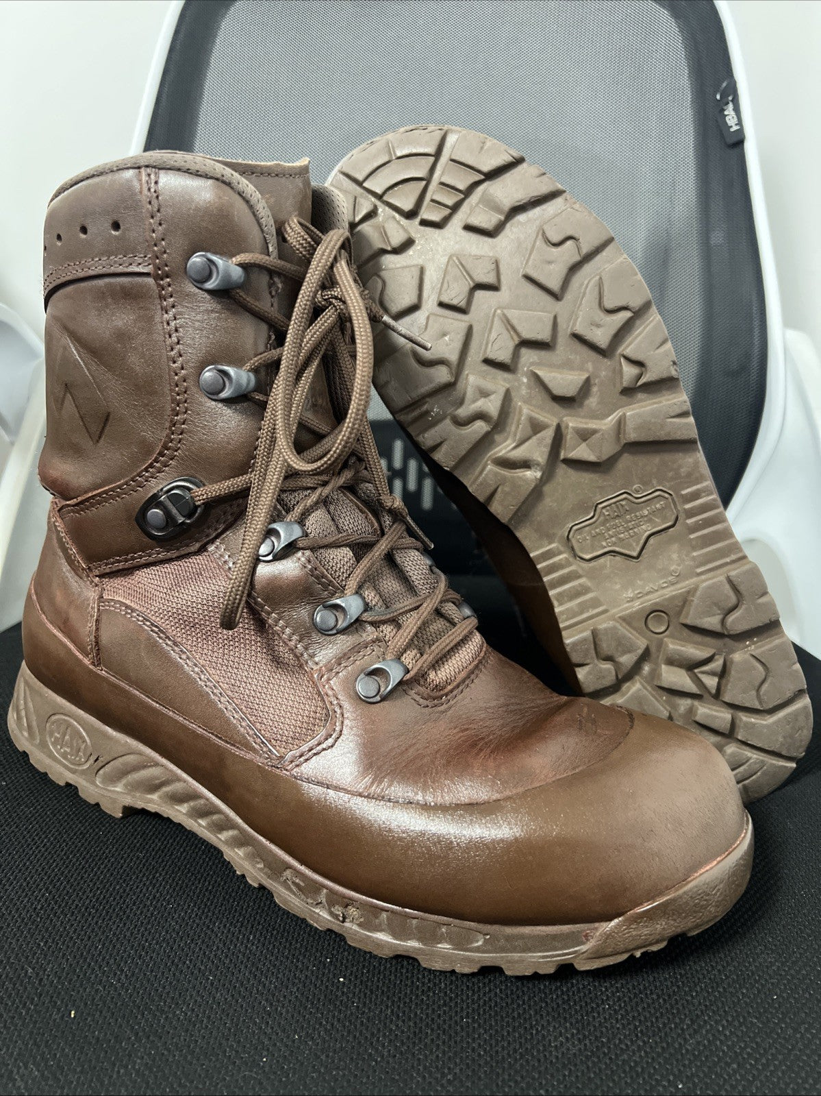 British Army Haix High Liability Combat Leather Boots Brown - UK 9