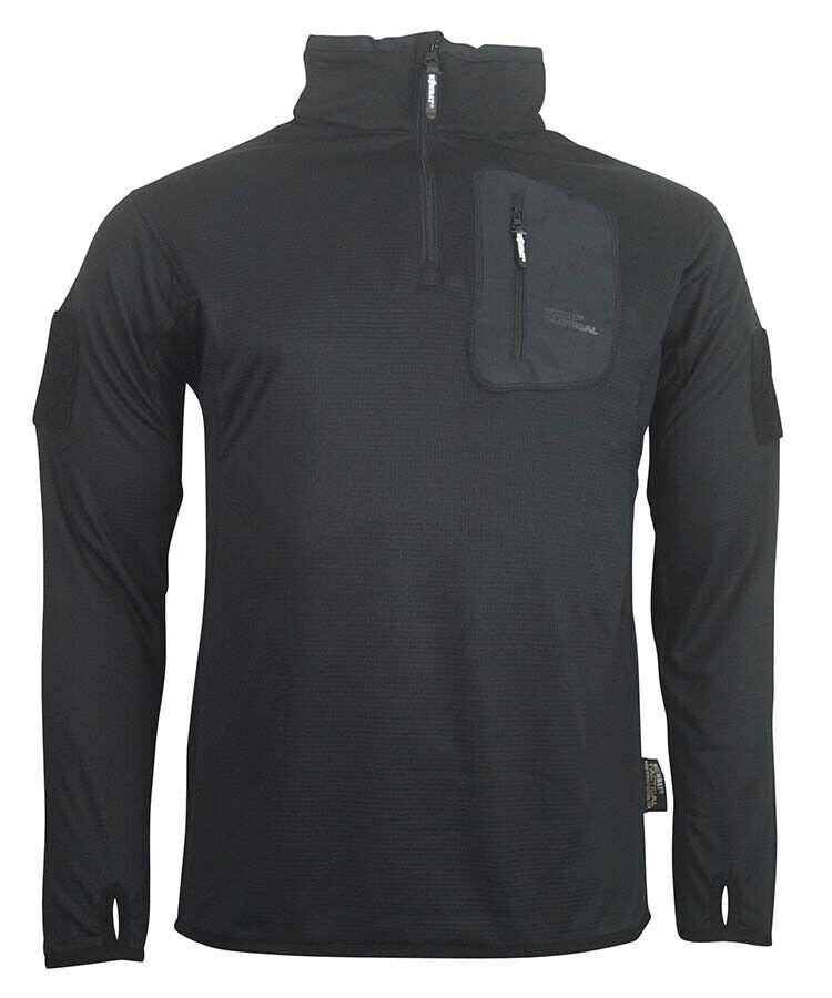 Advanced Mid-Layer Thermal Fleece 1/4 Zip Top MENS S-3XL ARMY UNDERSHIRT BLACK