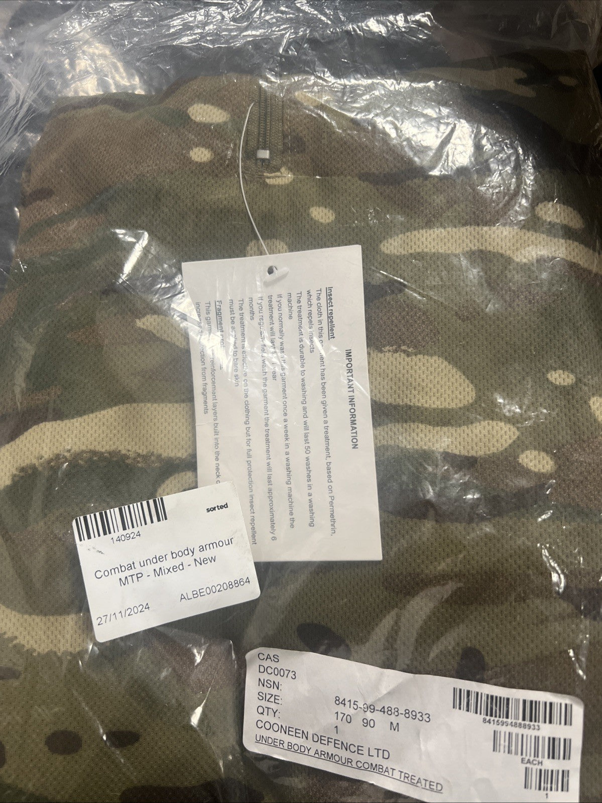 British Army Full MTP UBAC Under Body Armour EP Shirt  NEW