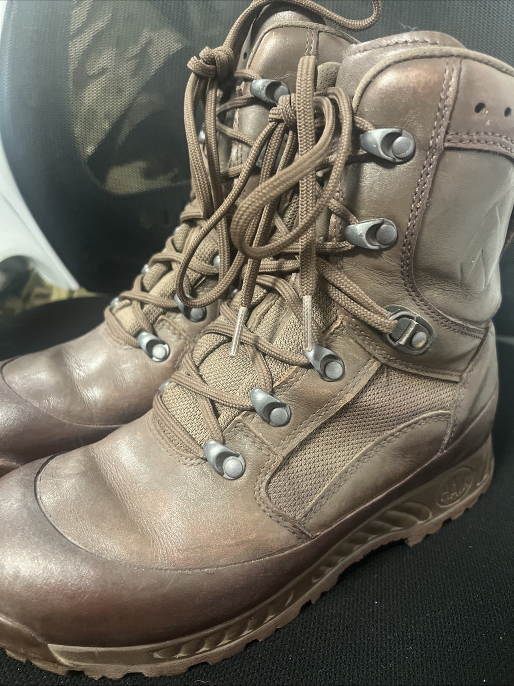 Women's Haix High Liability Brown Leather Combat Boots UK 6M  - British Army
