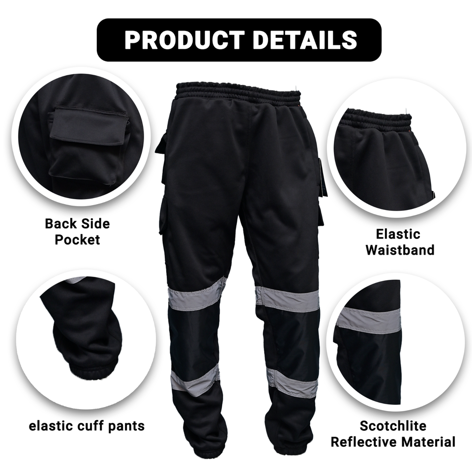 Hi Vis Viz Fleece Trousers Jogging Bottoms Safety Work Joggers Sweat Pants | XL