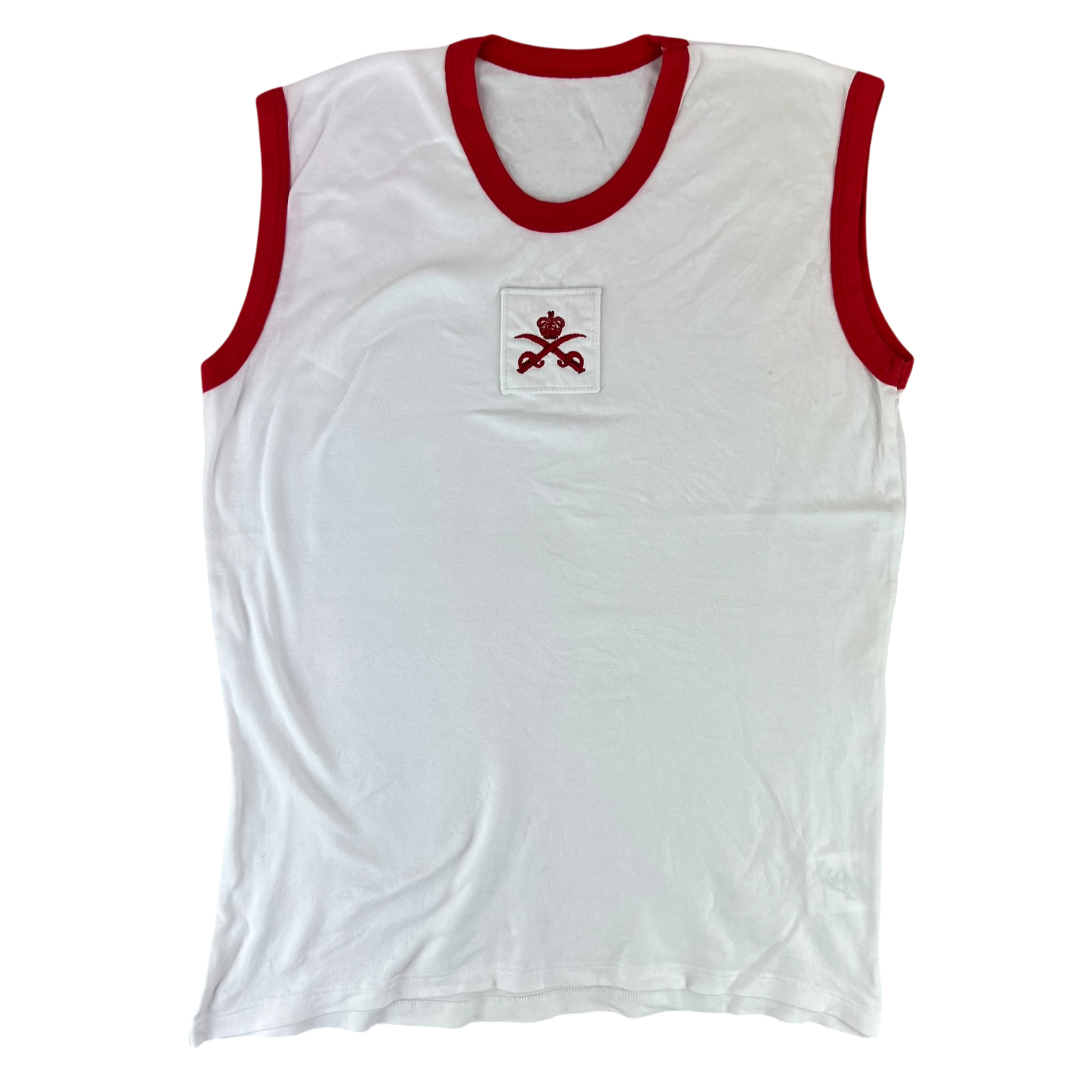 British Army Vest PTI White Cotton Red Edging NEW