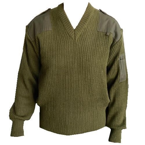 Olive Green Jumper Italian Military Army Commando V Neck Pullover Size XL NEW