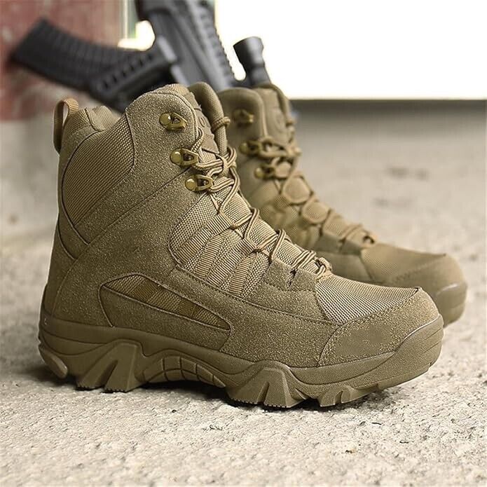 Men's Desert Army Combat Patrol Boots Tactical Military Work Brown Suede OKIY
