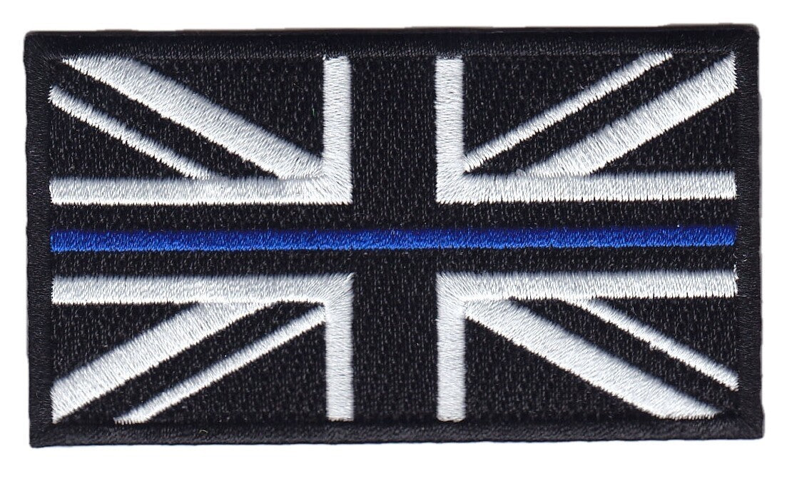 Thin Blue Line Union Jack Embroidered Patch Police UK NEW