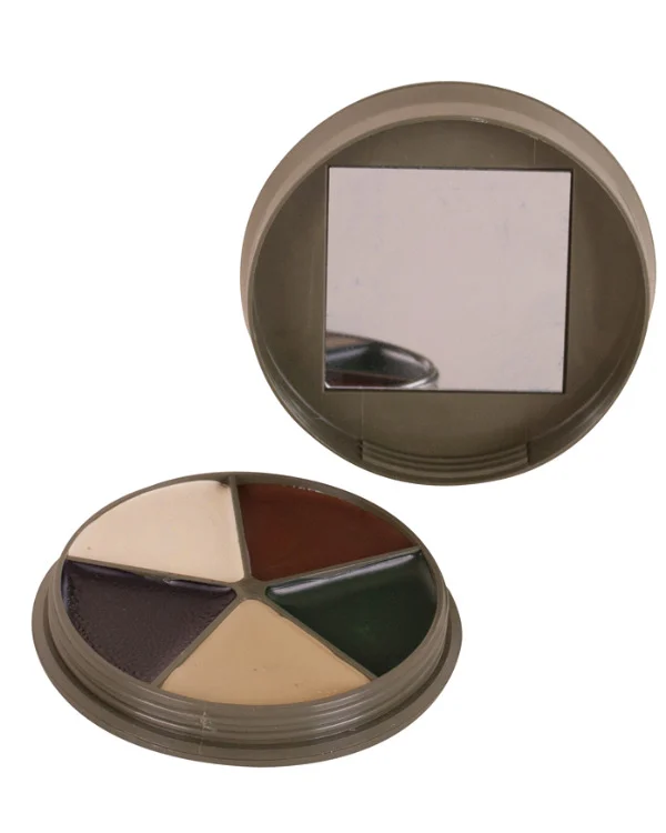 KOMBAT MTP 5 COLOUR CAMO CREAM PALETTE & MIRROR BROWN, BLACK & GREEN, FACE PAINT