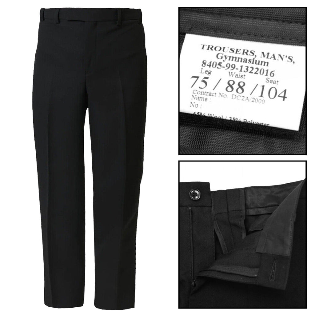 British Army Trousers Mens GYMNASIUM PTI SERVICE Black NEW
