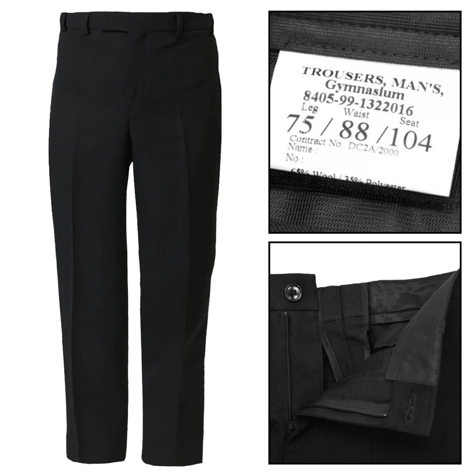 British Army Trousers Mens GYMNASIUM PTI SERVICE Black NEW