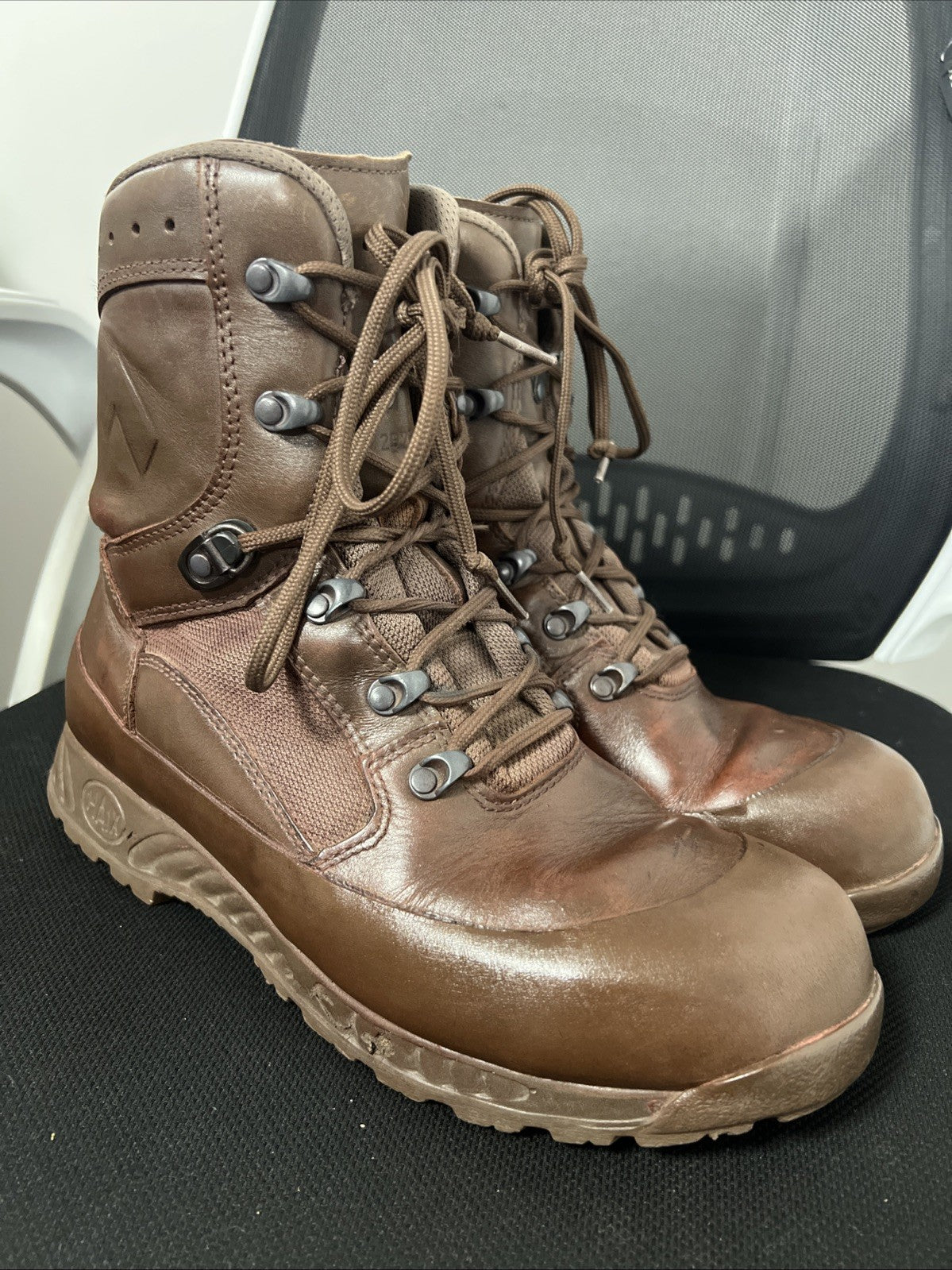 British Army Haix High Liability Combat Leather Boots Brown - UK 9