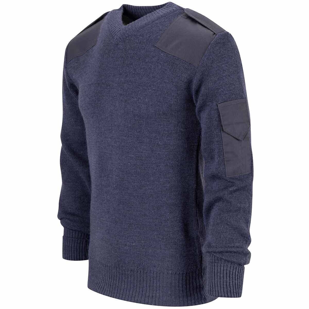 RAF Blue Wool V-Neck Jumper Fine Knit Genuine Issue Surplus Pullover - Grade 1