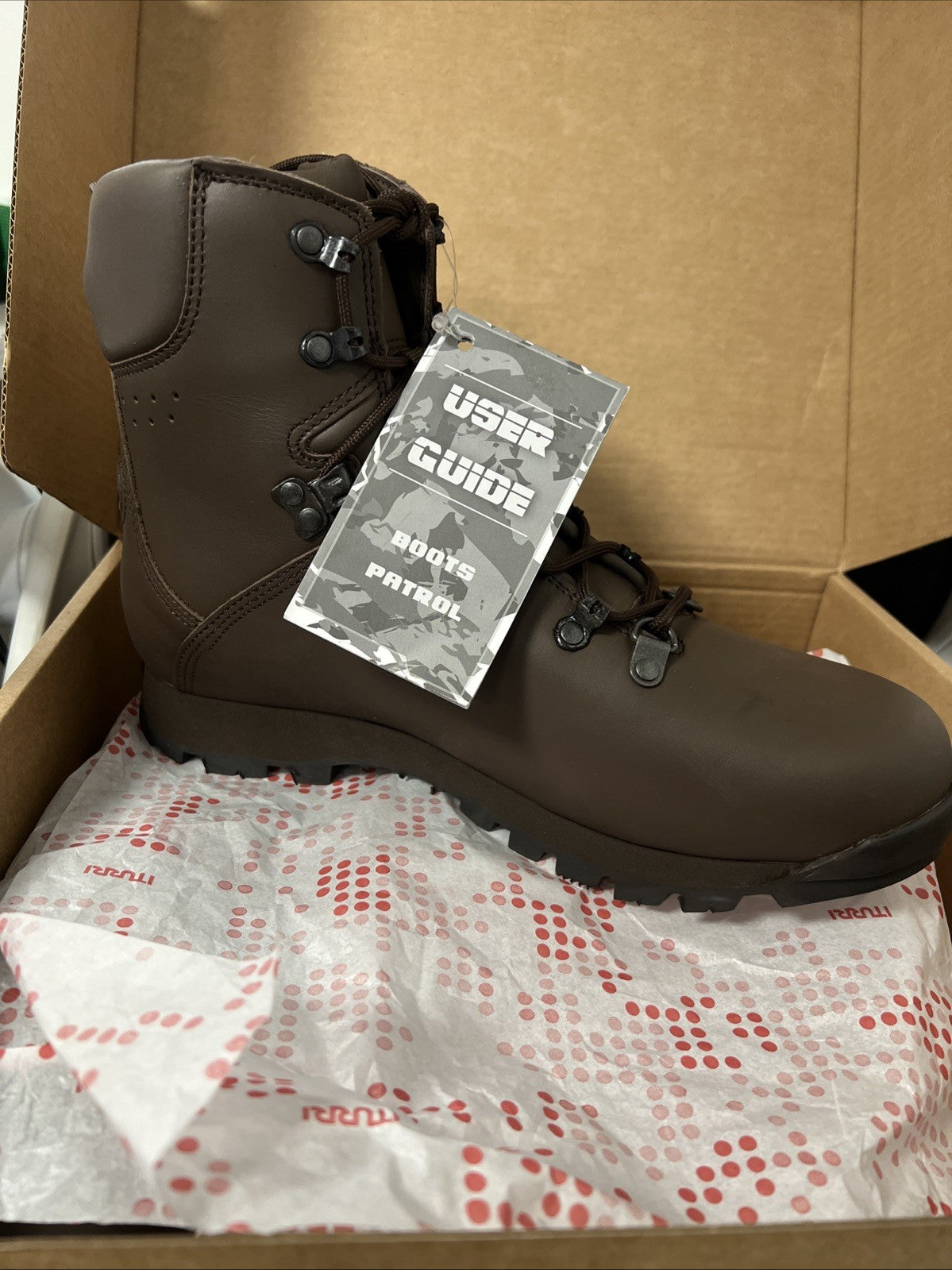 NEW | BRITISH ARMY MENS ITURRI PATROL BOOTS - 9M BROWN LEATHER COMBAT BOOTS