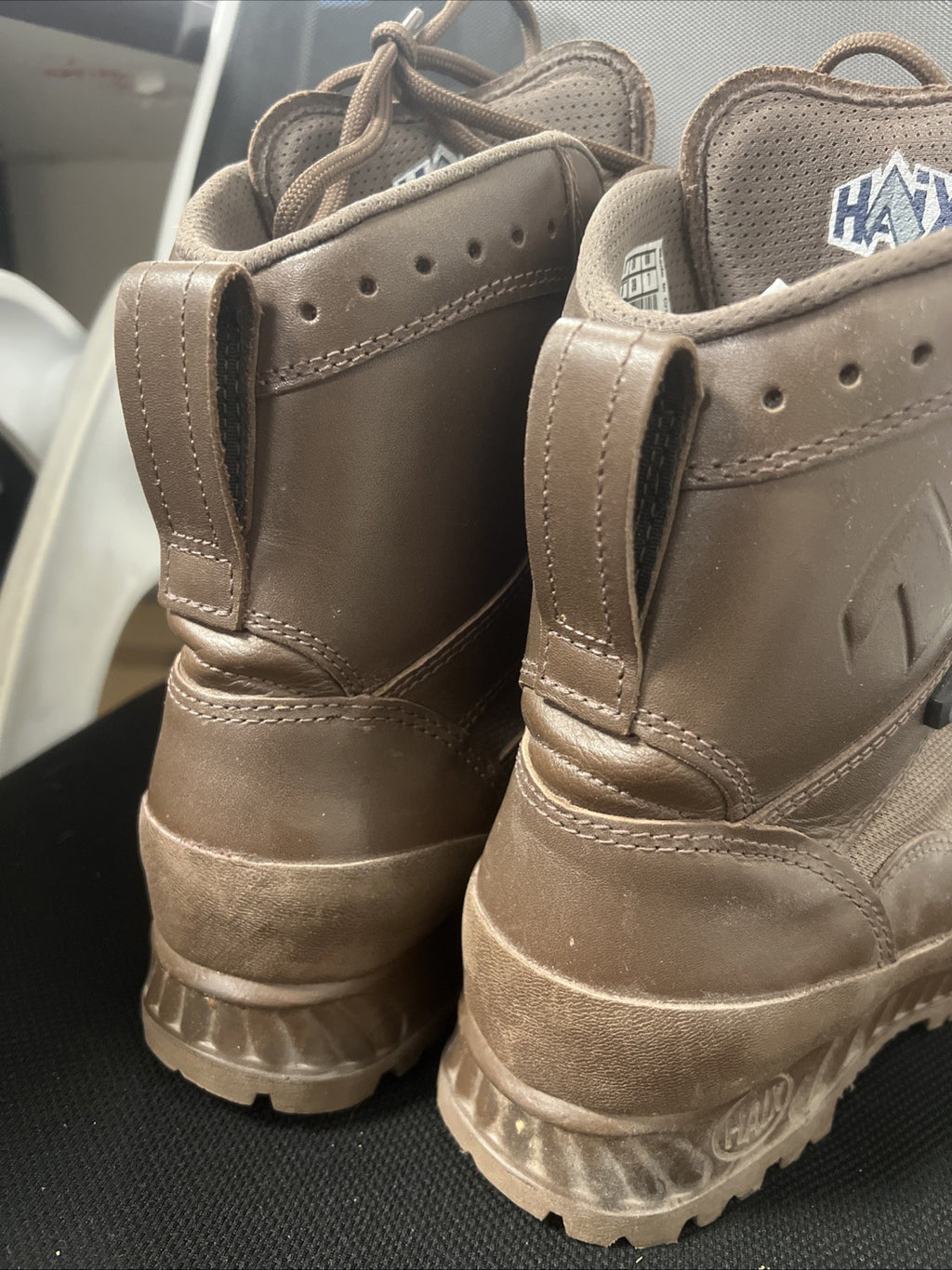 Women's Haix High Liability Brown Leather Combat Boots UK 6M  - British Army
