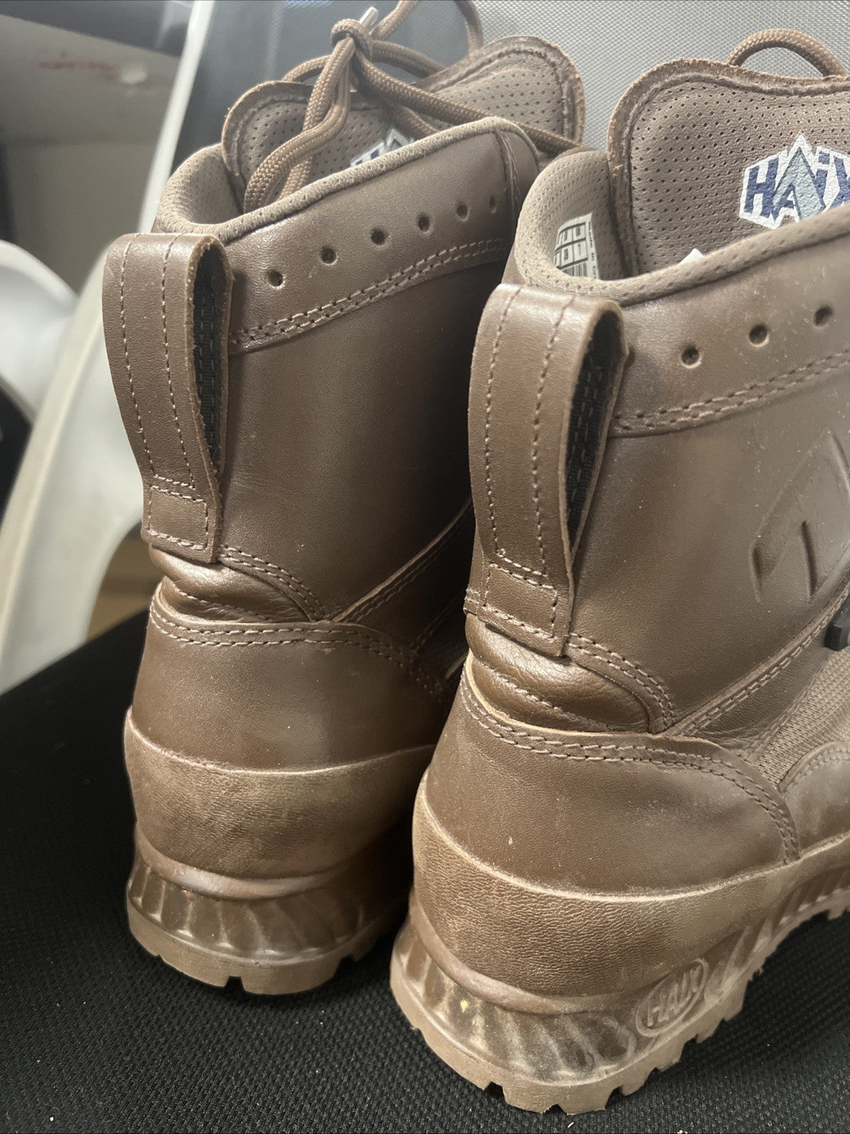 Women's Haix High Liability Brown Leather Combat Boots UK 6M  - British Army
