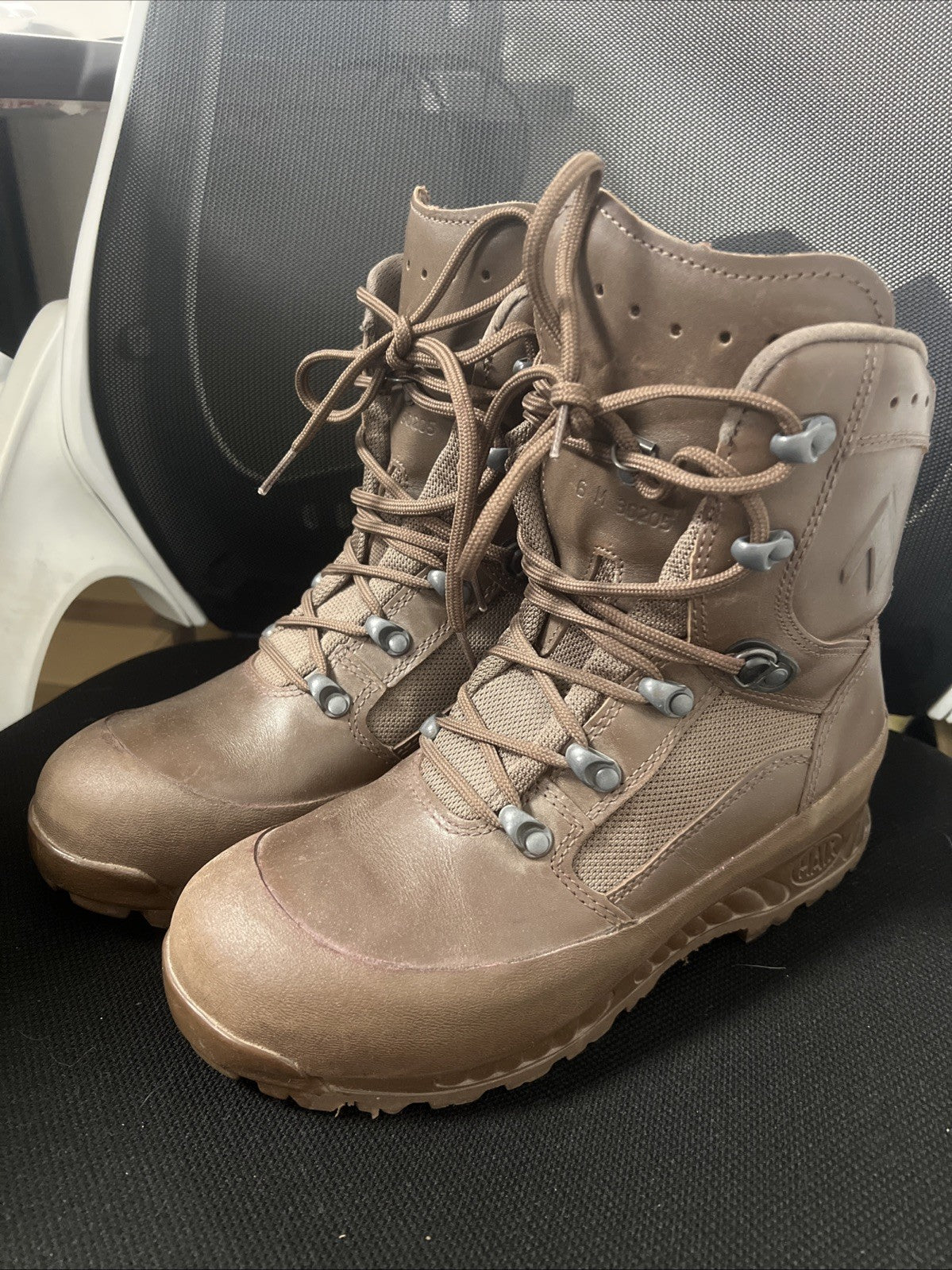 Women's Haix High Liability Brown Leather Combat Boots UK 6M  - British Army