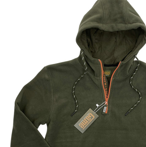 Mens Game Trail Fleece Hoodie Green Quarter Zip Pullover Hunting Shooting