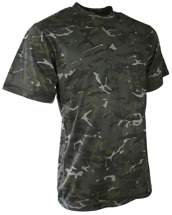 Kombat UK Mens Tactical Army Plain Black Camouflage Crew Neck T Shirt