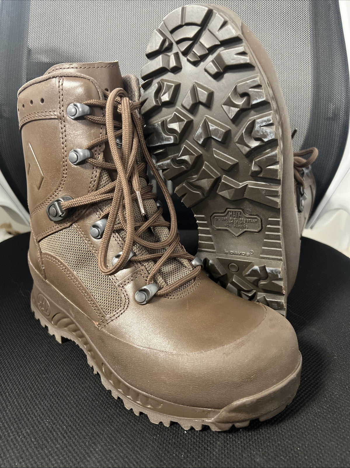 WOMENS HAIX HIGH LIABILITY BOOTS Combat Leather Size 5 Wide British Army NEW