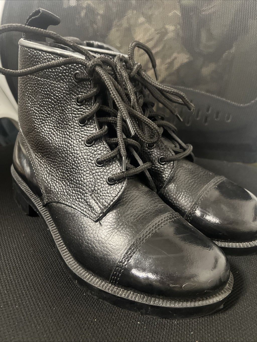 Grafters Adults Military Cadet Combat Boots Black Leather Shine Parade Shoe UK 6