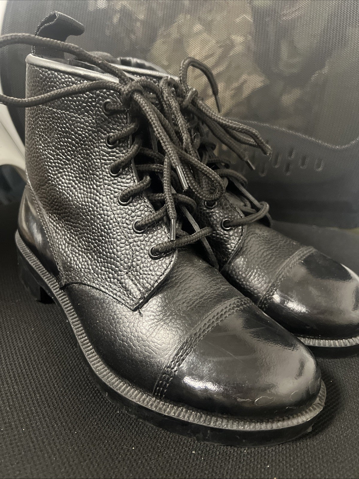 Grafters Adults Military Cadet Combat Boots Black Leather Shine Parade Shoe UK 6