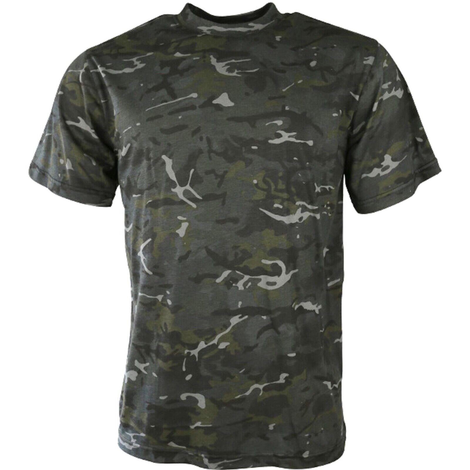Kombat UK Mens Tactical Army Plain Black Camouflage Crew Neck T Shirt