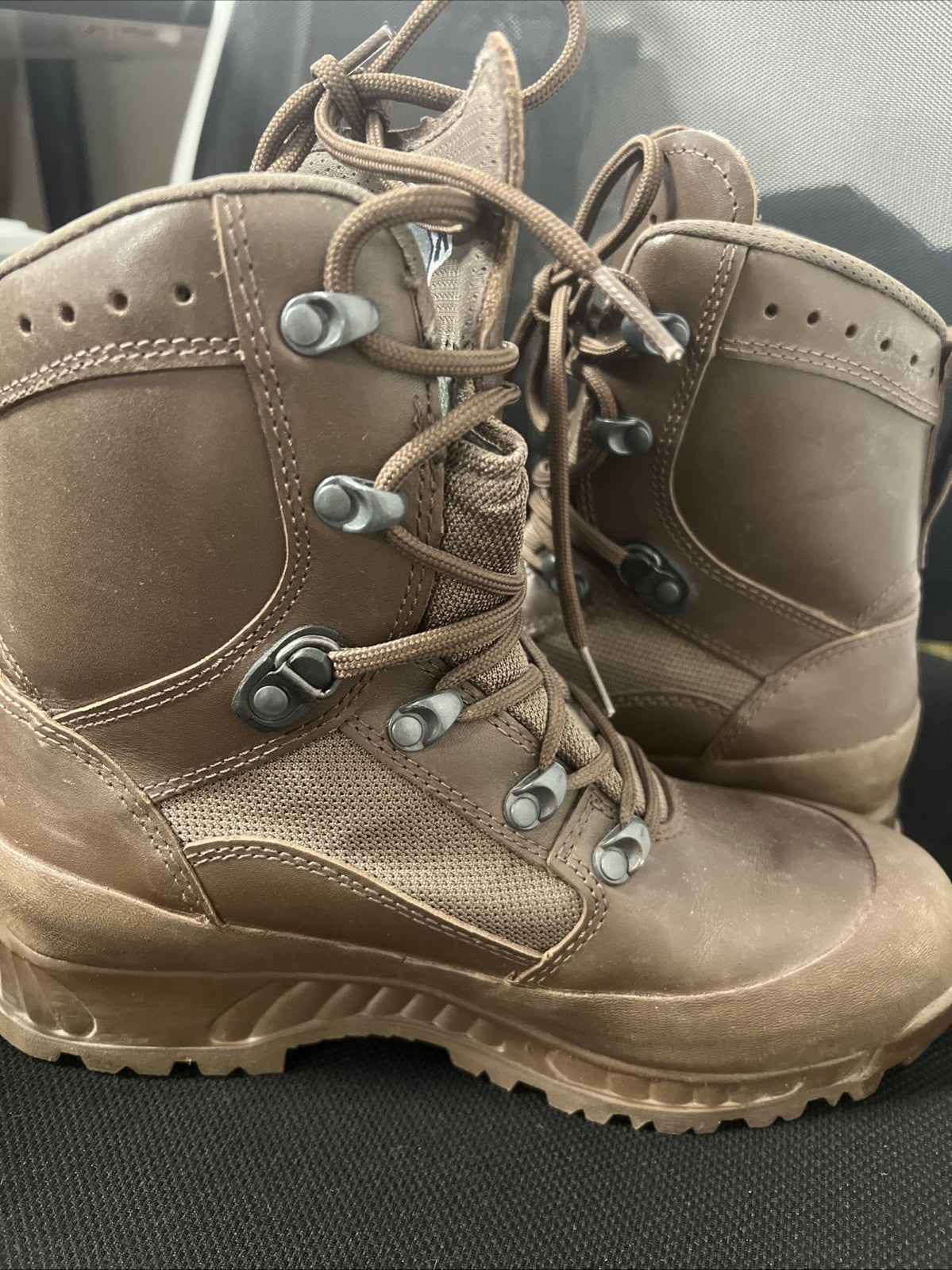 Women's Haix High Liability Brown Leather Combat Boots UK 6M  - British Army