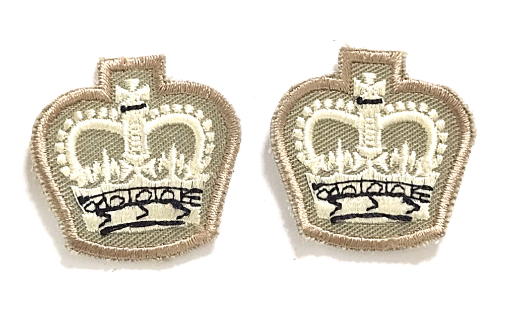 British Army Insignia Sergeants Rank Crown Badge Cloth Badge QC EIIR 36mm Pair