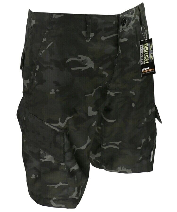 KOMBAT UK BLACK ACU MENS SHORTS ARMY STYLE