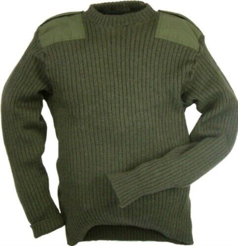 British Army Green Commando Jumper Knitted Wool Mix