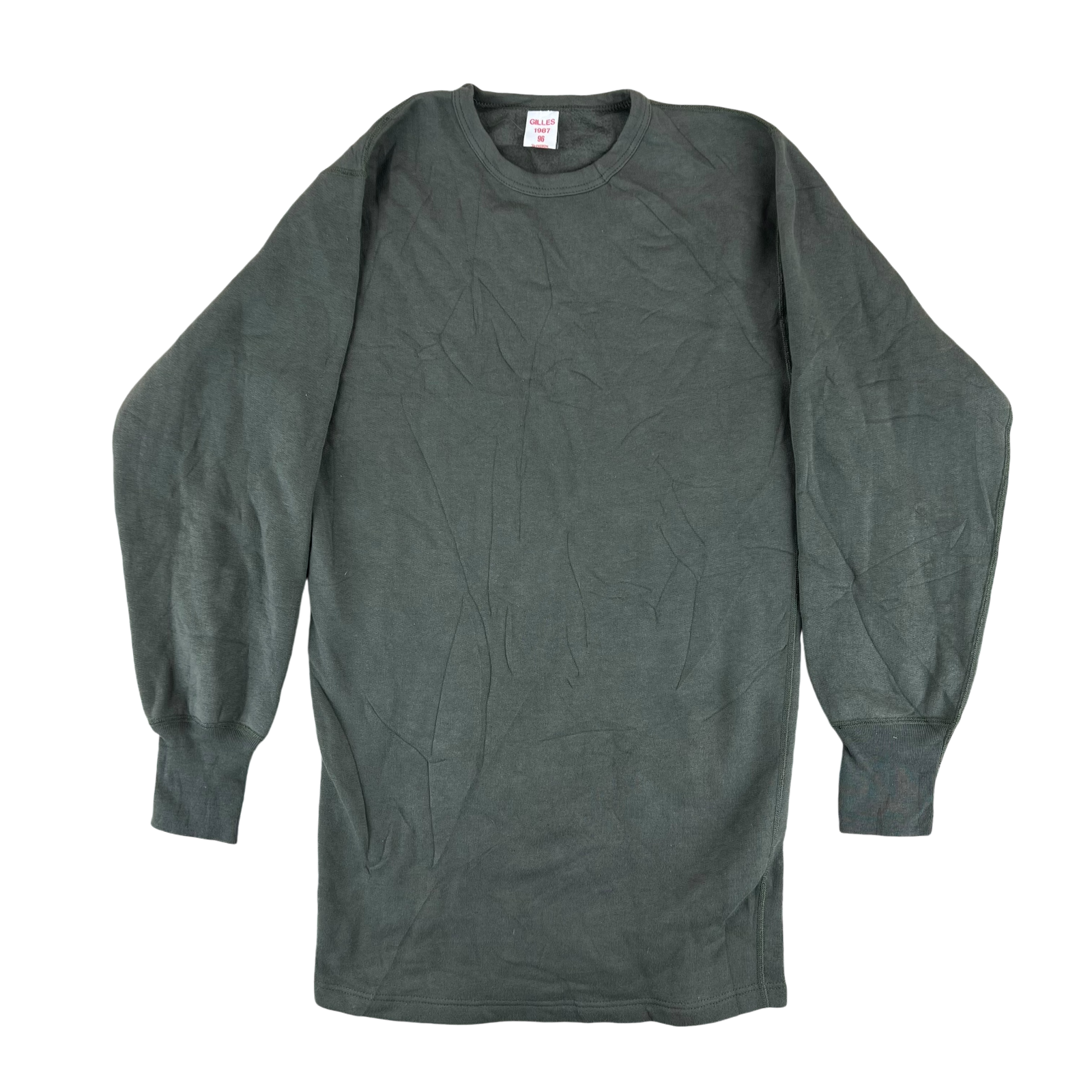 French Army Thermal Sweatshirt Pullover Sweater Sage Grey Vintage 96cm