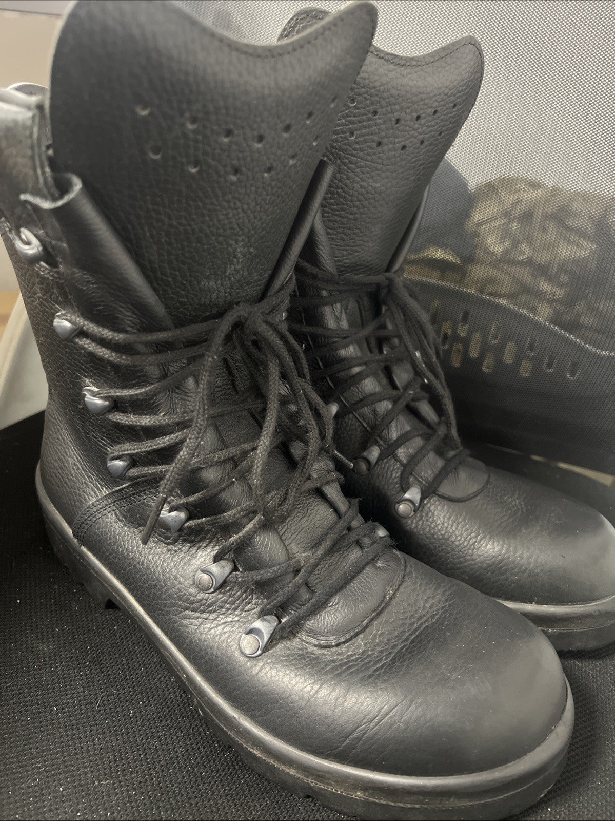 Genuine German Army Para Boots Black Surplus Leather Combat Military UK 8.5