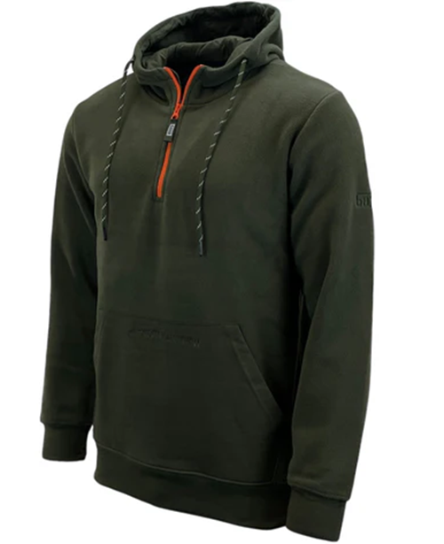 Mens Game Trail Fleece Hoodie Green Quarter Zip Pullover Hunting Shooting